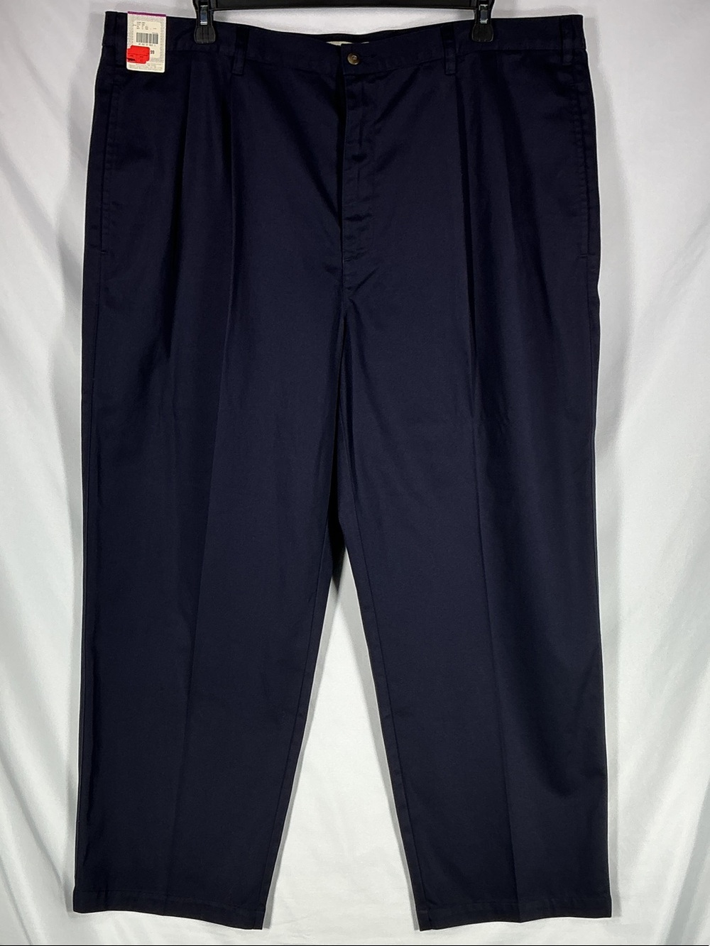 Cherokee NWT Men's Navy Blue Pleated Front 100% Cotton Straight Trousers 46x30